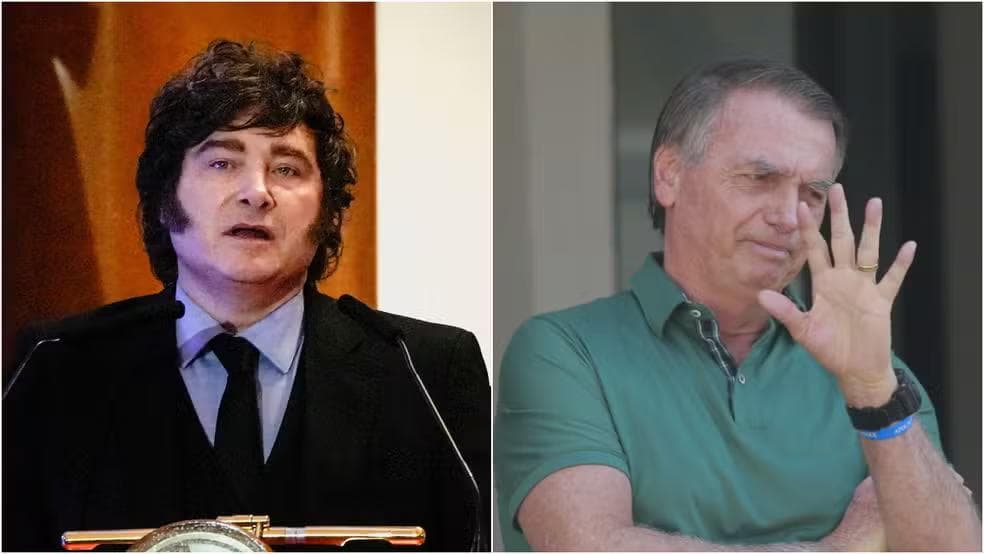 Javier Milei e Jair Bolsonaro — Foto: Reuters e Estadão Conteúdo