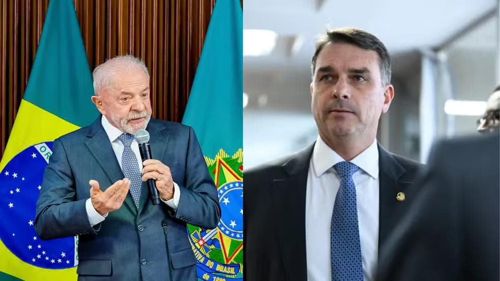 Presidente Luiz Inácio Lula da Silva (PT) e senador Flávio Bolsonaro (PL-RJ) — Foto: Reprodução
