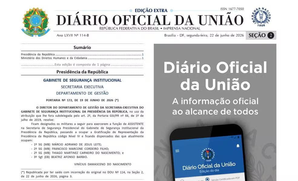 Reprodução/'Diário Oficial da União'