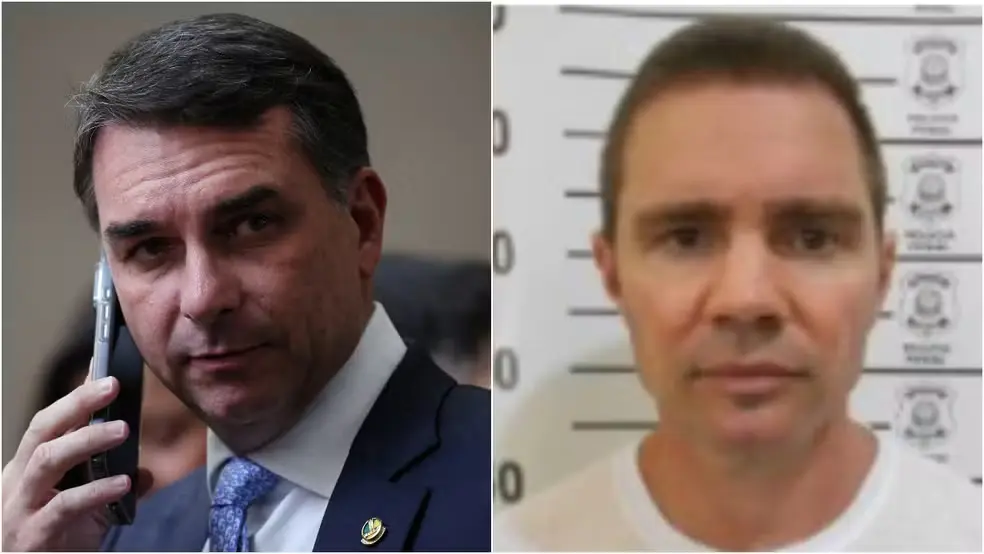 Flávio Bolsonaro e Daniel Vorcaro — Foto: Adriano Machado/Reuters e Reprodução
