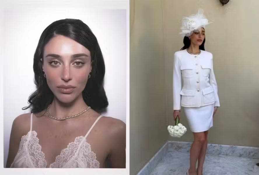 Elisa Zarzur usa conjunto Chanel para casar no civil com Alexandre Negrão — Foto: Reprodução/ Instagram