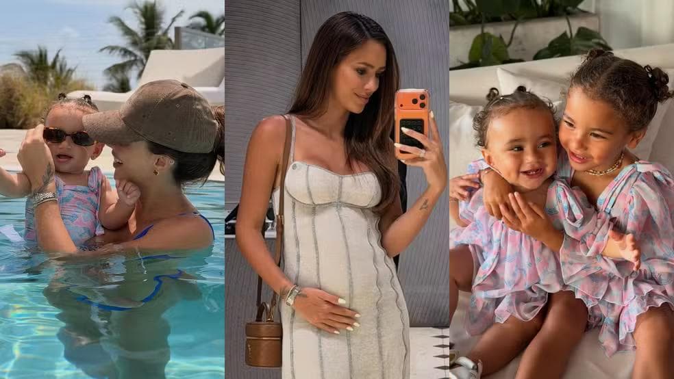 Bruna Biancardi ao lado das filhas, Mel e Mavie — Foto: Instagram/Bruna Biancardi