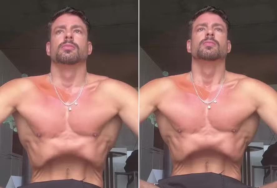 Cauã Reymond posta vídeo fazendo vacuum abdominal — Foto: Reprodução/Instagram