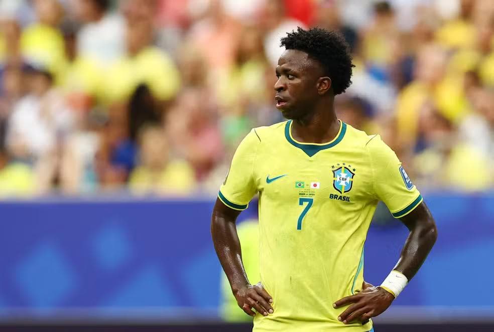 Vini Jr Vinicius Junior Brasil Japão Seleção — Foto: Phil Noble/Reuters