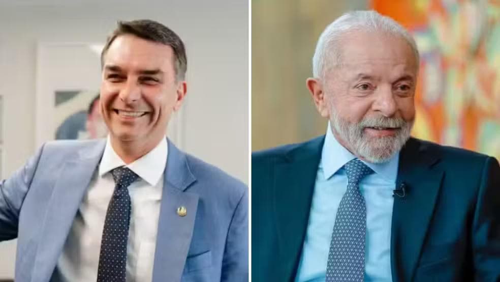 Luiz Inácio Lula da Silva (PT) e Flávio Bolsonaro (PL) — Foto: Arte g1